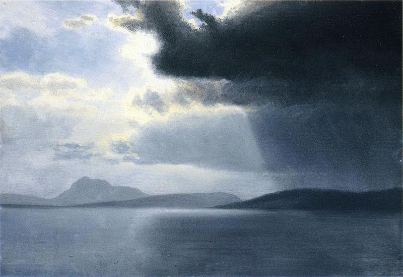 Albert Bierstadt Approaching Thunderstorm on the Hudson River oil painting picture
